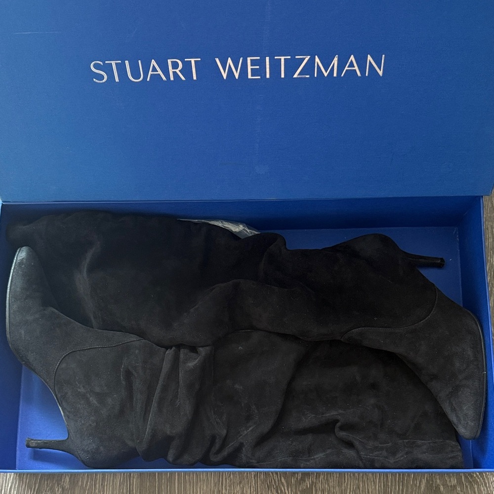 Black Friday Sale: Stuart Weitzman Black Suede Heeled Boots